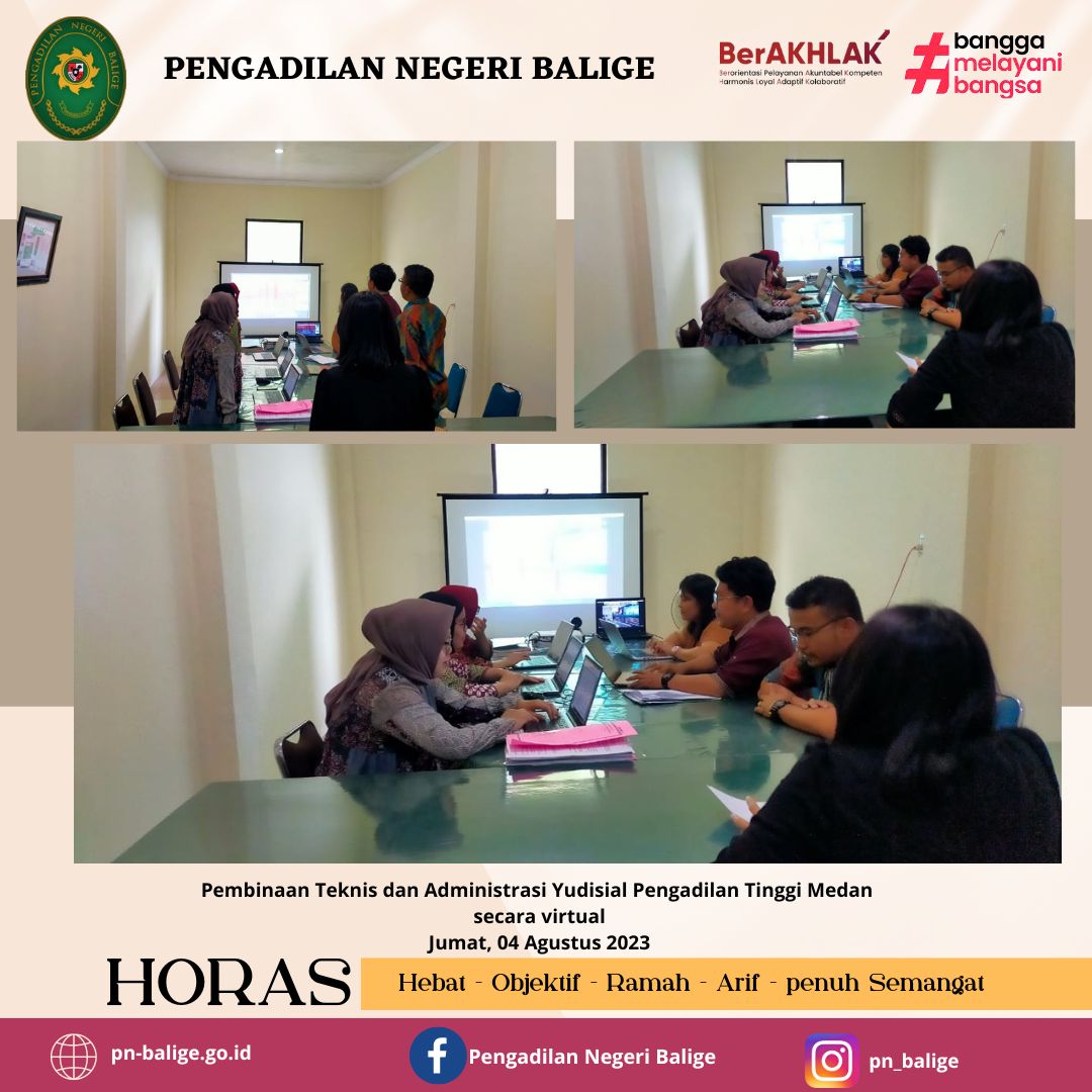 Pembinaan Teknis dan Administrasi Yudisial Pengadilan Tinggi Medan secara virtual Pembinaan Teknis dan Administrasi Yudisial Pengadilan Tinggi Medan secara virtual